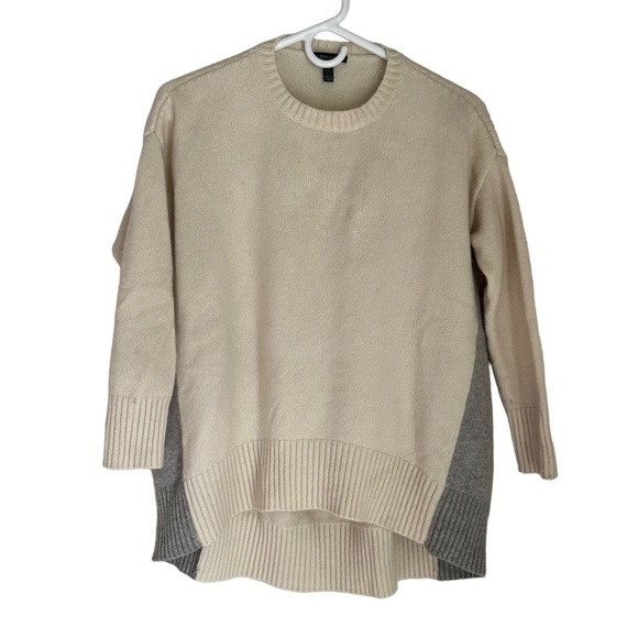 Eileen Fisher Cream & Gray Two Tone Cashmere Crewneck‎ Sweater Size: XXS - Picture 11 of 12